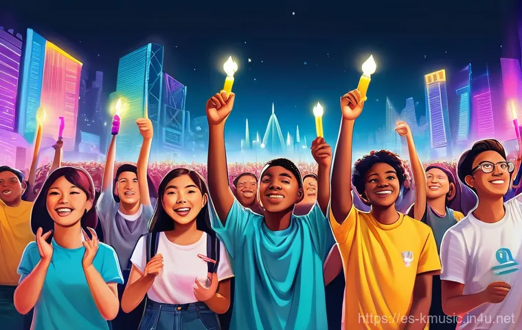 아이즈원 피에스타 마지막 활동 곡 - **Vibrant K-Pop Celebration:** A dynamic, high-energy image of a diverse group of young adults, dres... 아이즈원 피에스타 마지막 활동 곡 - **Vibrant K-Pop Celebration:** A dynamic, high-energy image of a diverse group of young adults, dres...