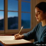 Home 16 아이유 밤편지 음원 기록 - A serene and intimate scene featuring a young woman sitting by a softly lit window at night, holding...