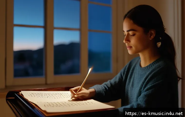 아이유 밤편지 음원 기록 - A serene and intimate scene featuring a young woman sitting by a softly lit window at night, holding...